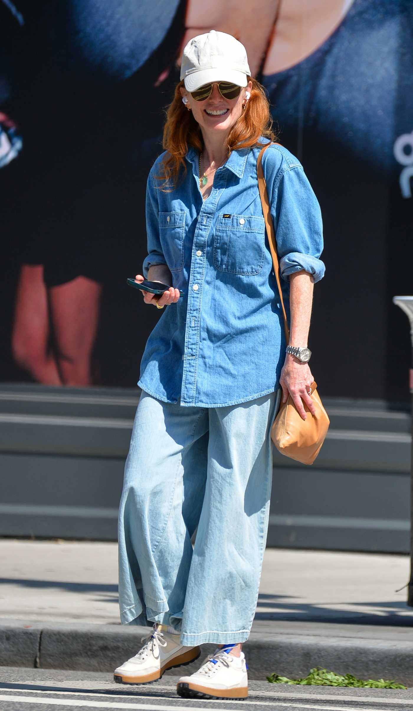 Julianne Moore in a White Cap Was Spotted Out in Downtown Manhattan in NYC 08/30/2023