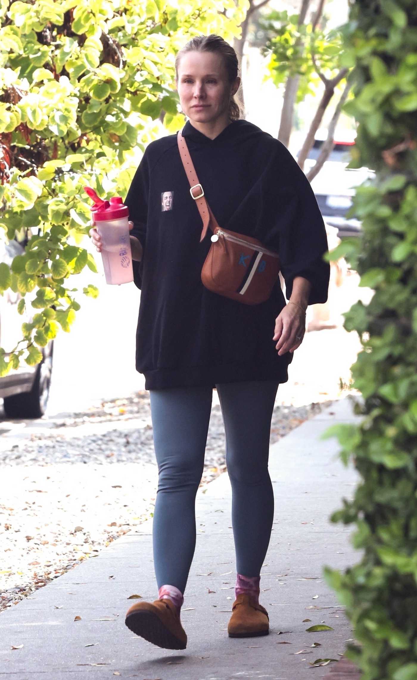 Kristen Bell in a Black Hoodie with Hubby Dax Shepard's FaceWas Seen Out in Los Feliz 09/22/2023