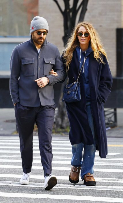 Blake Lively in a Navy Coat