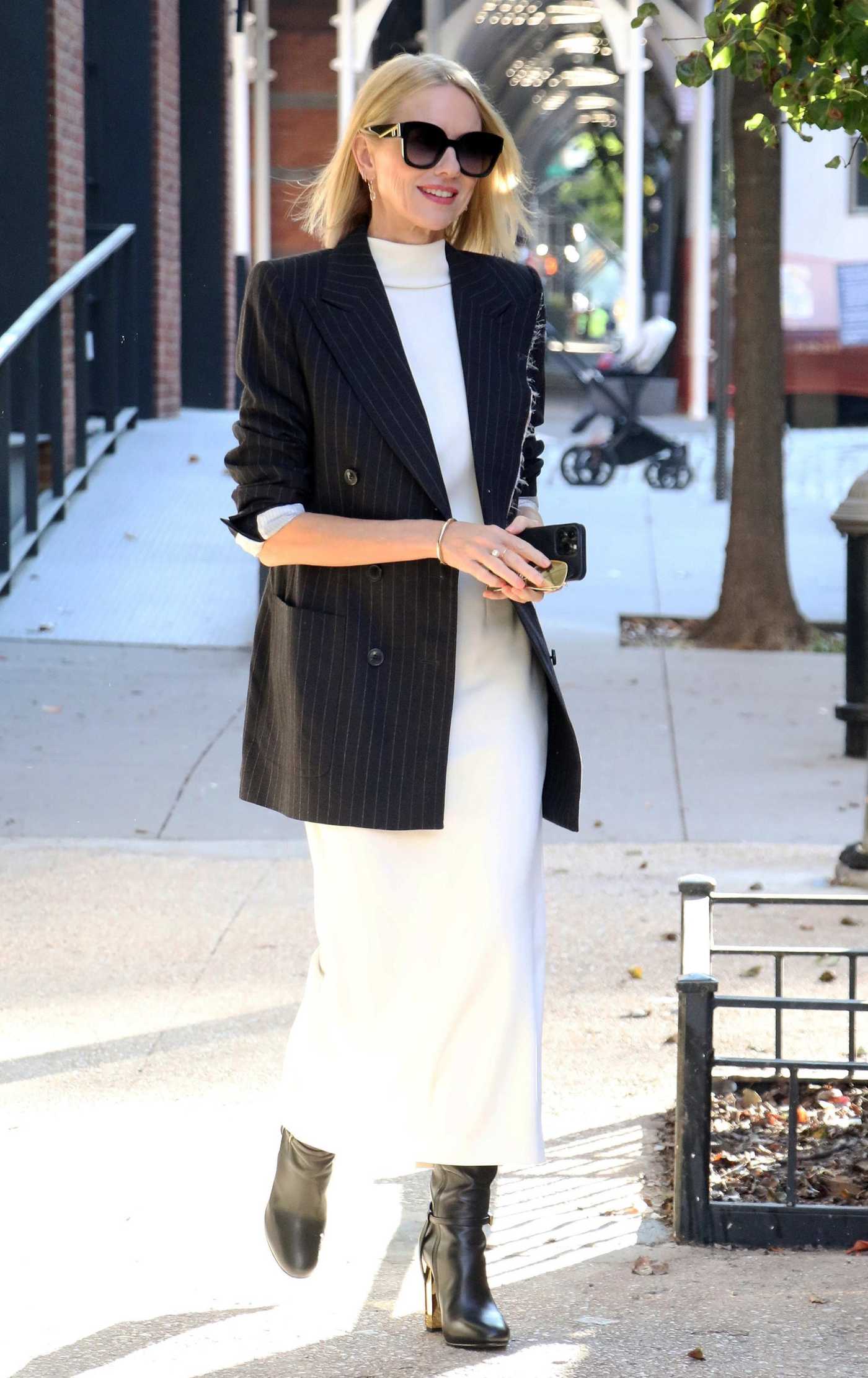 Naomi Watts in a White Dress Was Seen Out in New York 10/19/2023