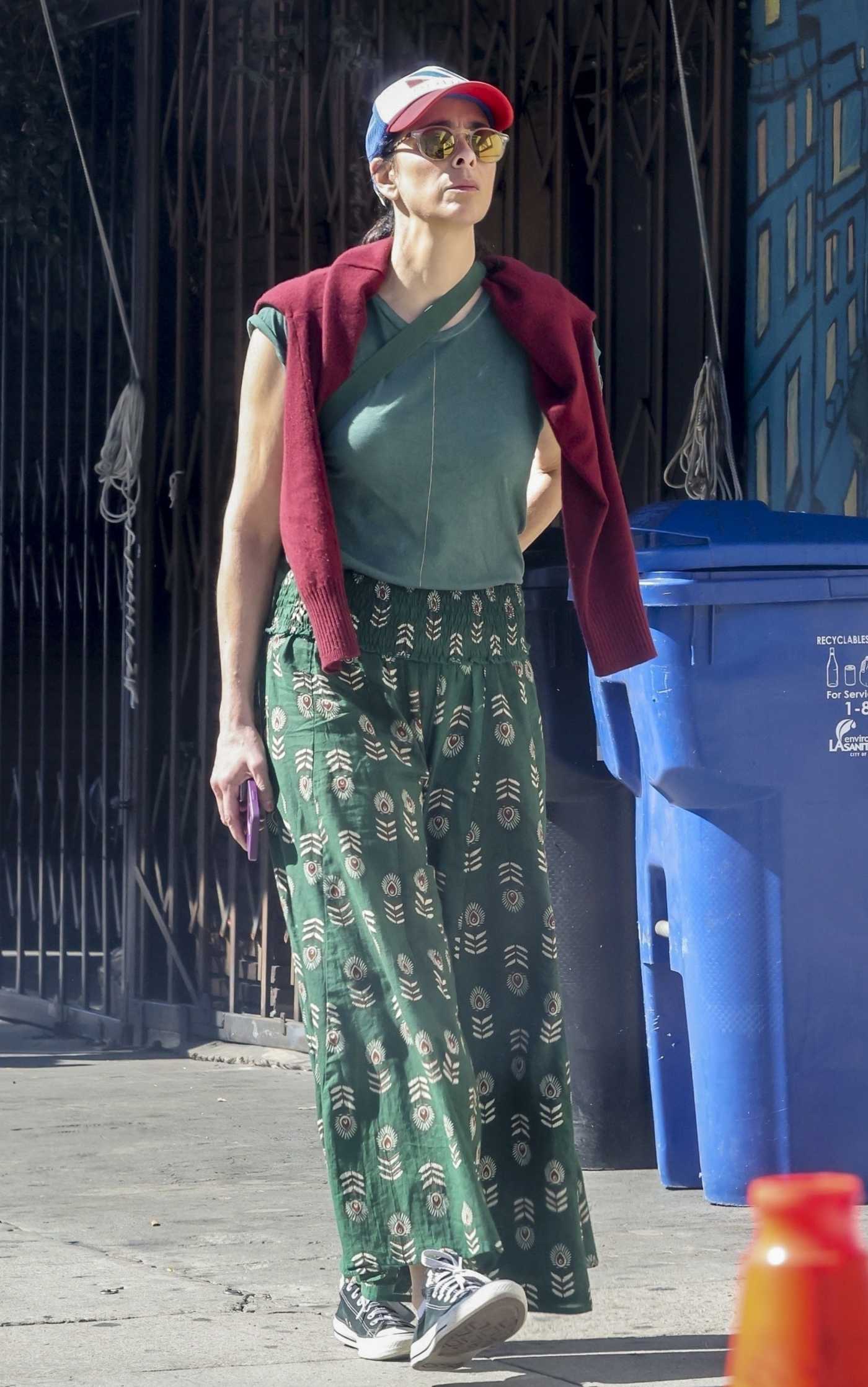 Sarah Silverman in a Green Patterned Skirt Was Seen Out in Los Feliz 10/22/2023