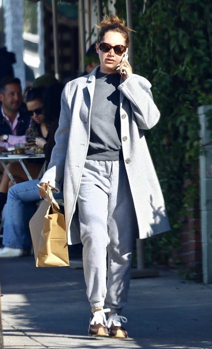 Ashley Tisdale in a Grey Coat