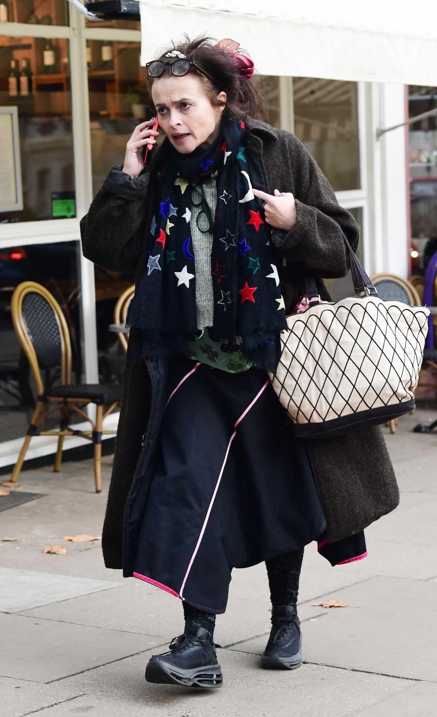Helena Bonham Carter in a Black Sneakers Was Seen Out in North London 11/23/2023