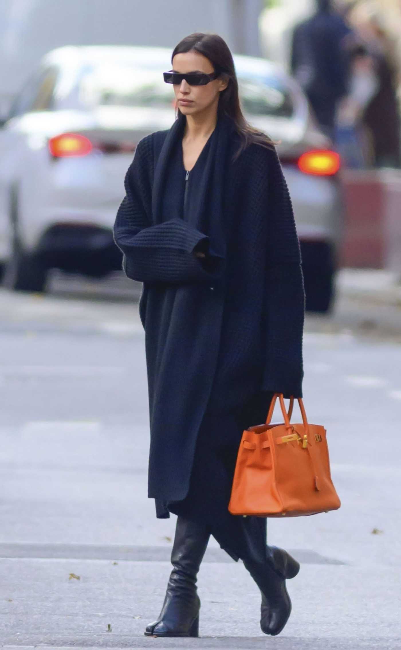 Irina Shayk in a Black Cardigan Was Seen Out in New York City 11/01/2023