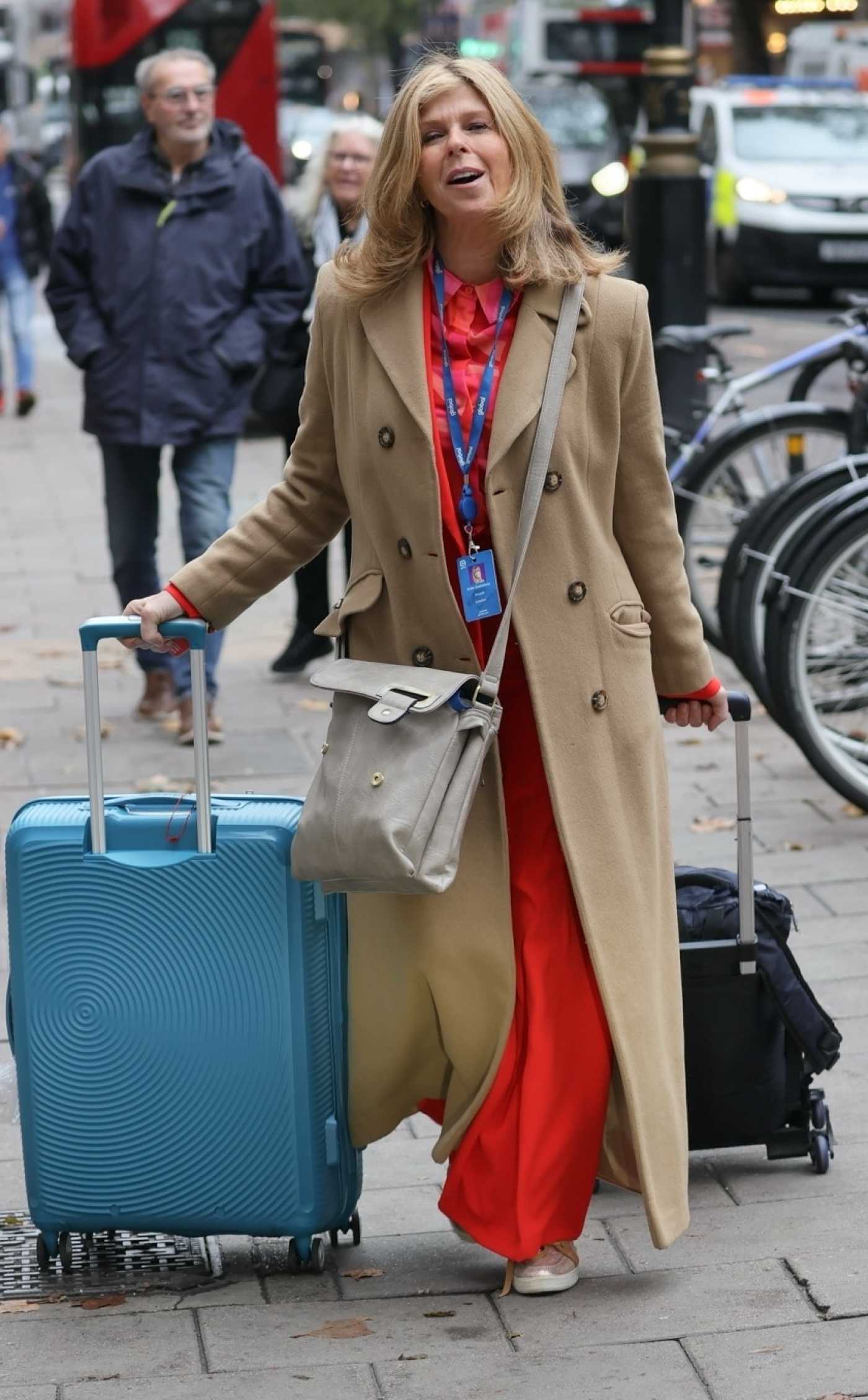 Kate Garraway in a Beige Coat Leaves the Smooth Radio in London 11/02/2023