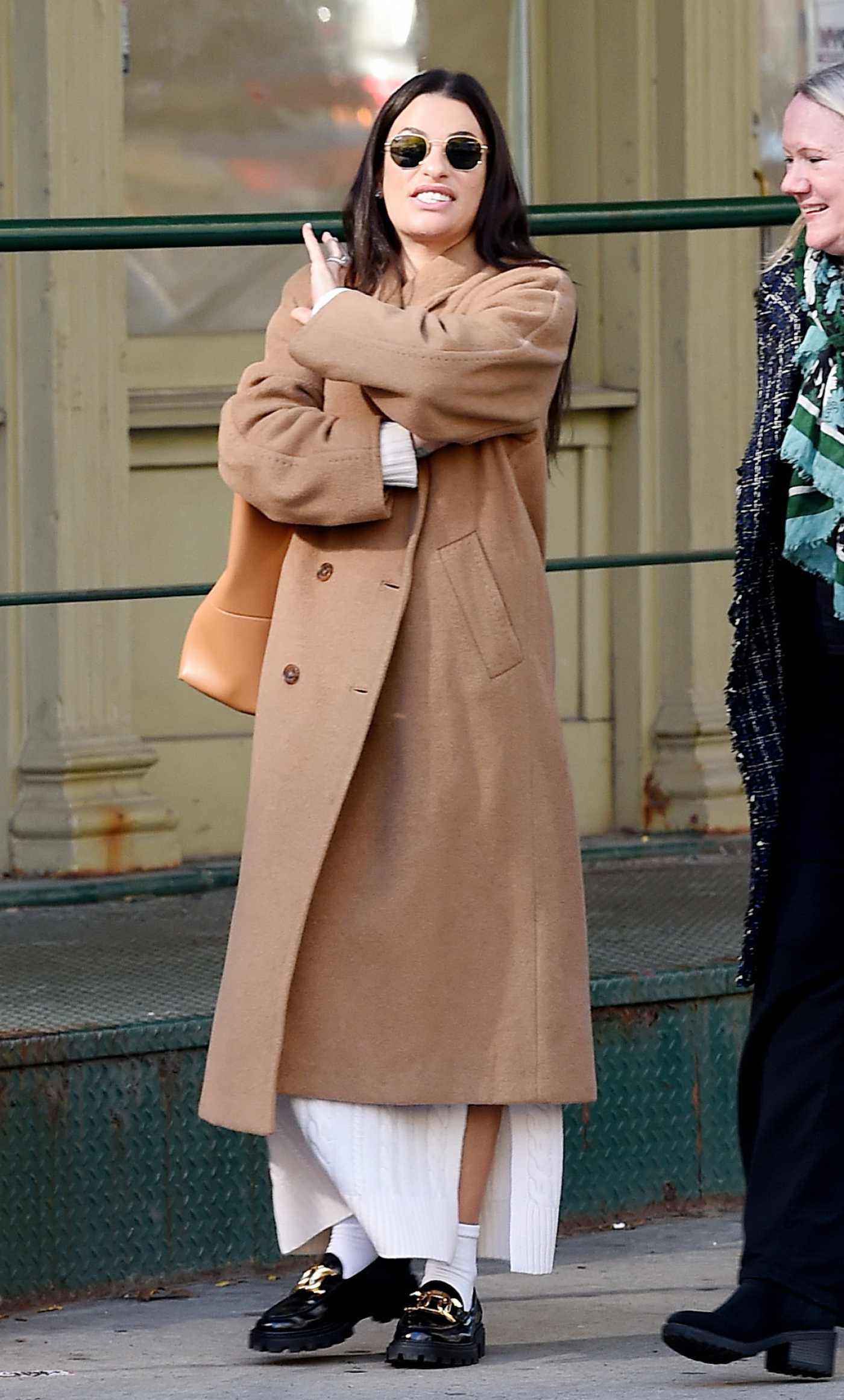 Lea Michele in a Tan Coat Was Seen Out in New York 11/02/2023