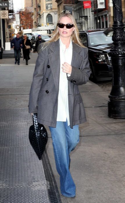 Margot Robbie in a Grey Blazer