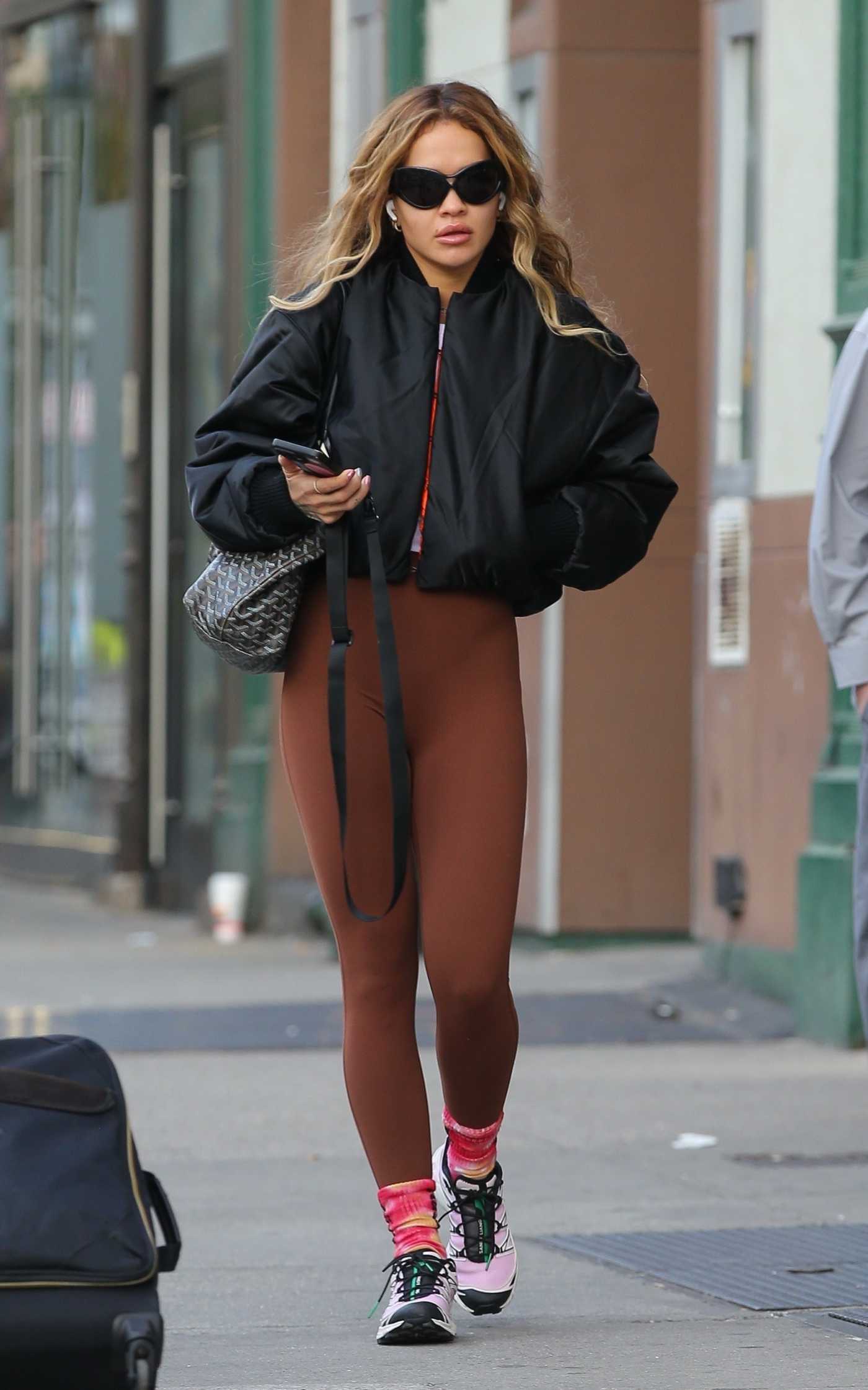 Rita Ora in a Black Bomber Jacket Was Seen Out in New York 11/15/2023