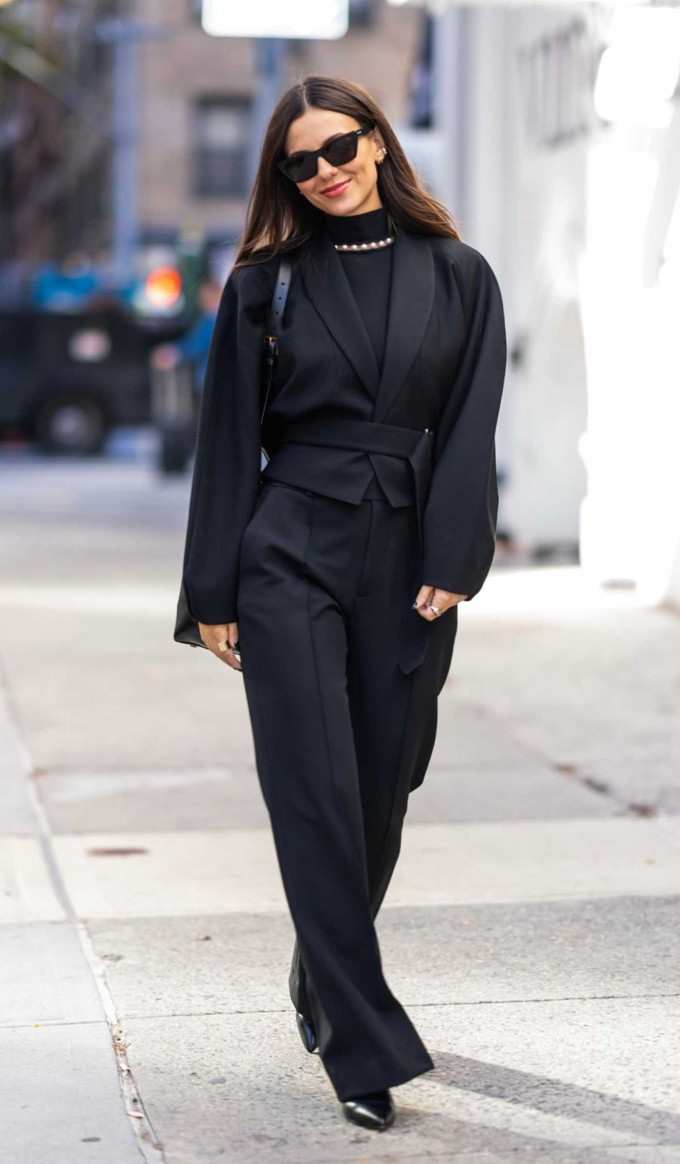 Victoria Justice in a Black Pantsuit Was Seen Out in New York 11/08/2023