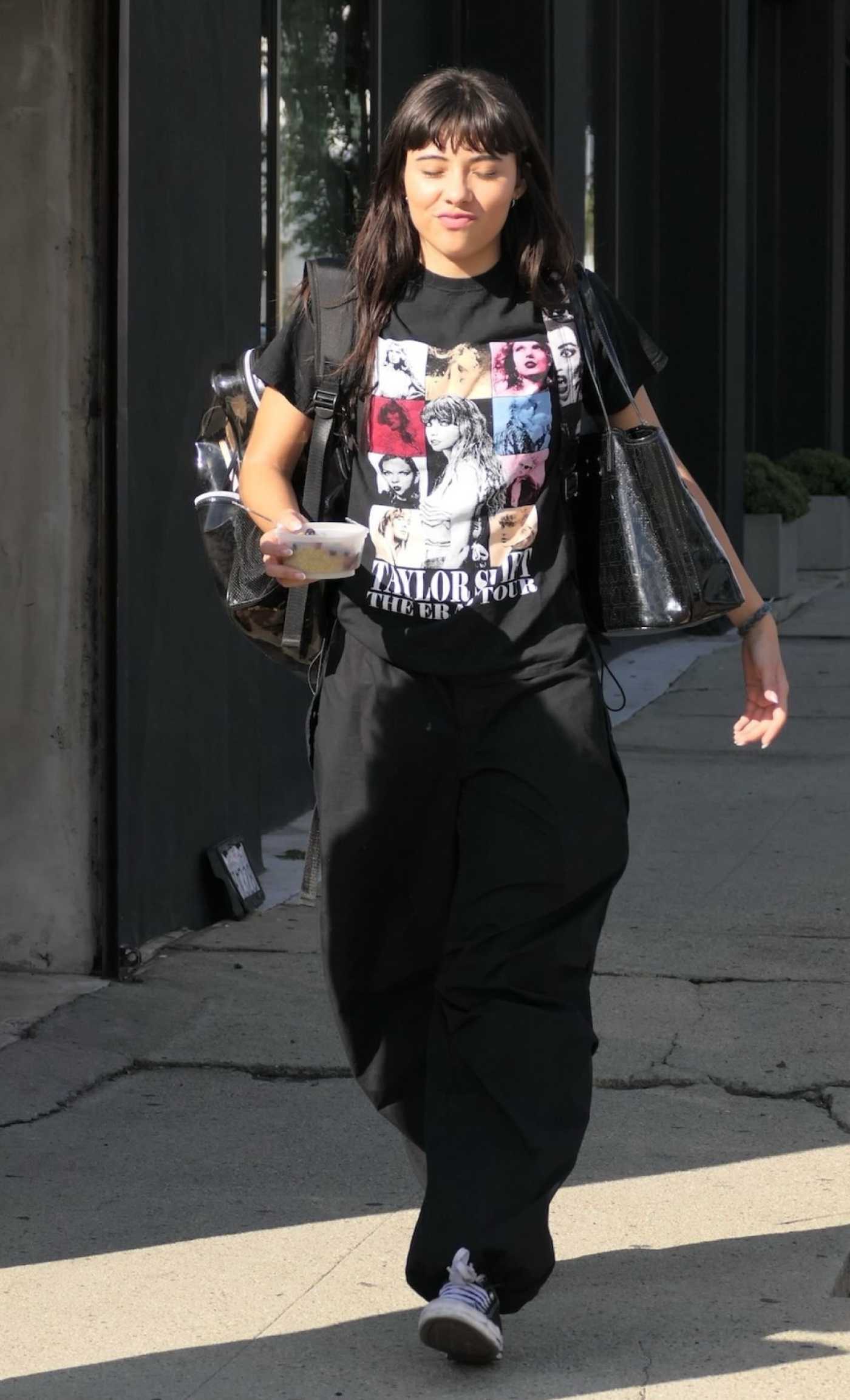 Xochitl Gomez in a Black Tee Leaves Her Practice for Dancing with the Stars in Los Angeles 11/16/2023