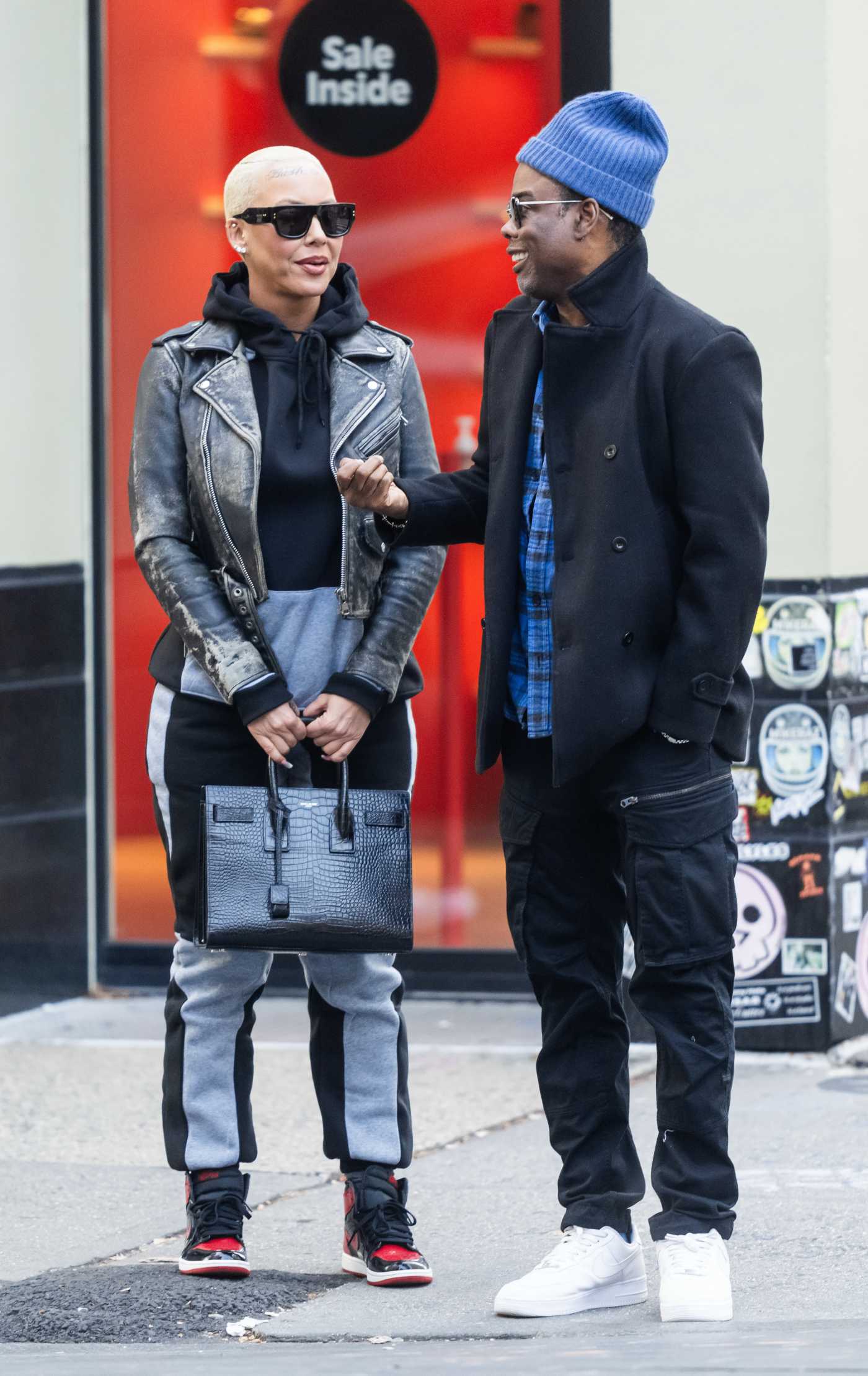 Amber Rose in a Black Leather Jacket Was Seen Out with a Friend During the Holidays in New York 12/27/2023