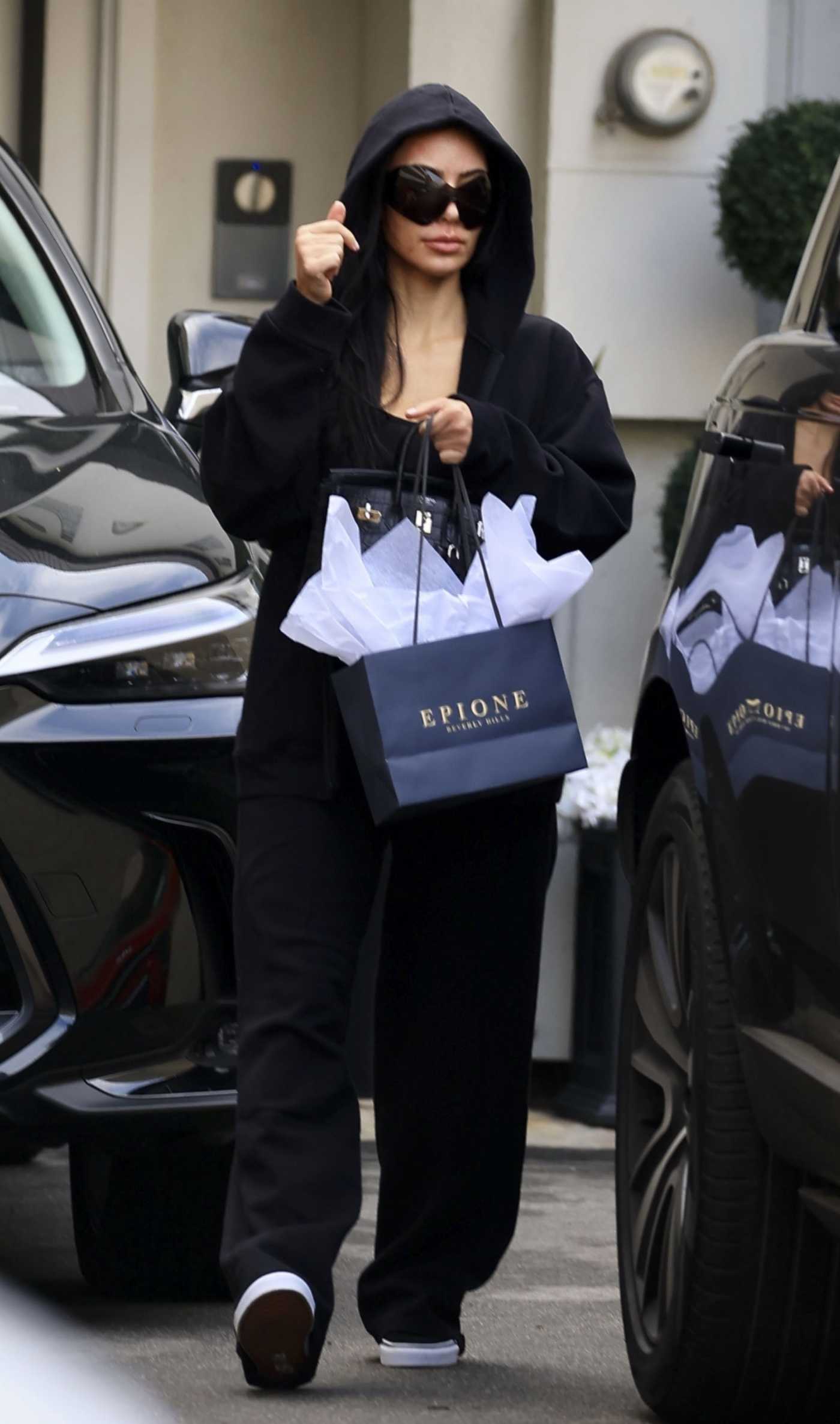 Kim Kardashian in a Black Hoodie Was Seen Out in Los Angeles 12/21/2023