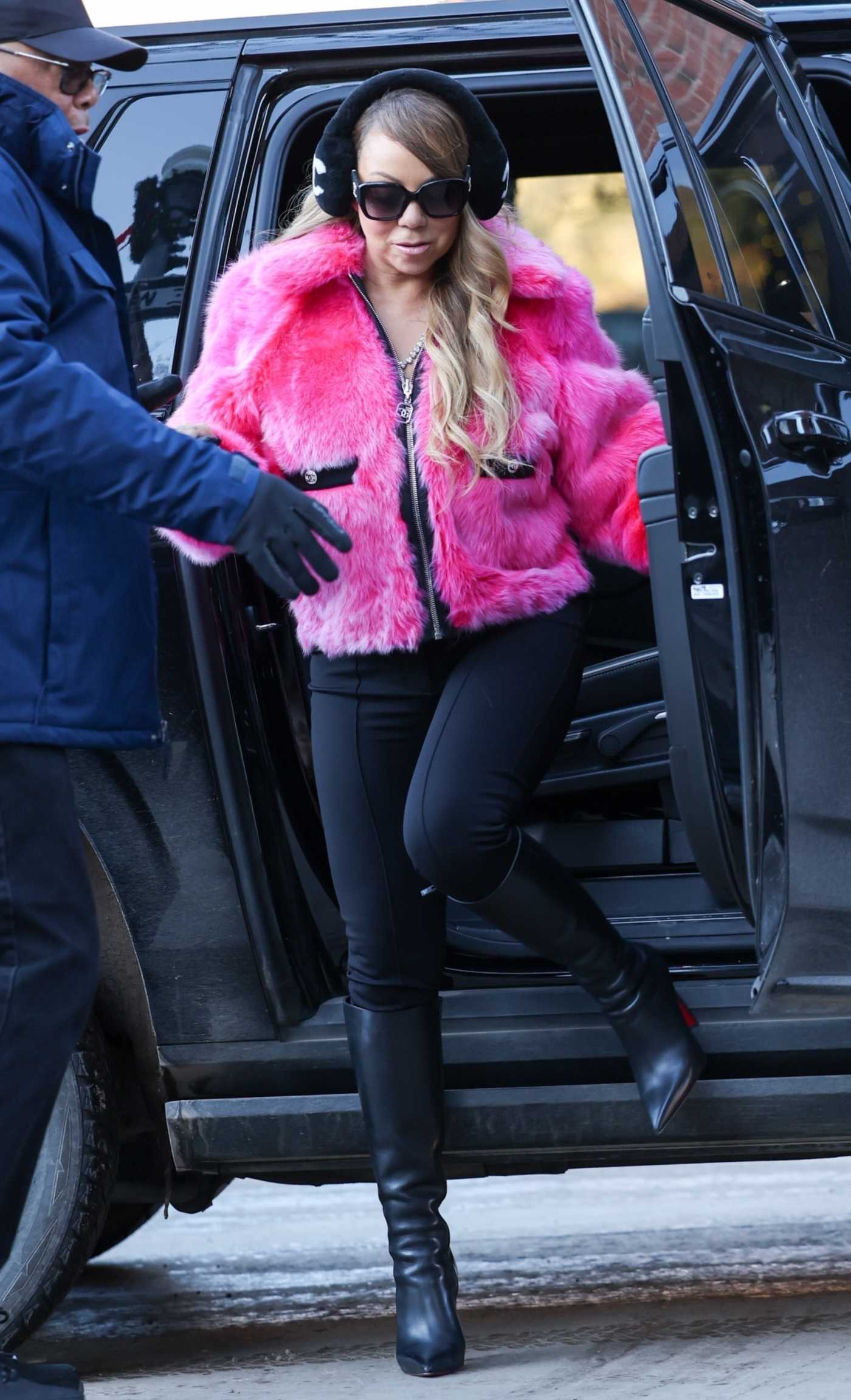 Mariah Carey in a Pink Jacket Was Seen Out in Aspen 12/29/2023