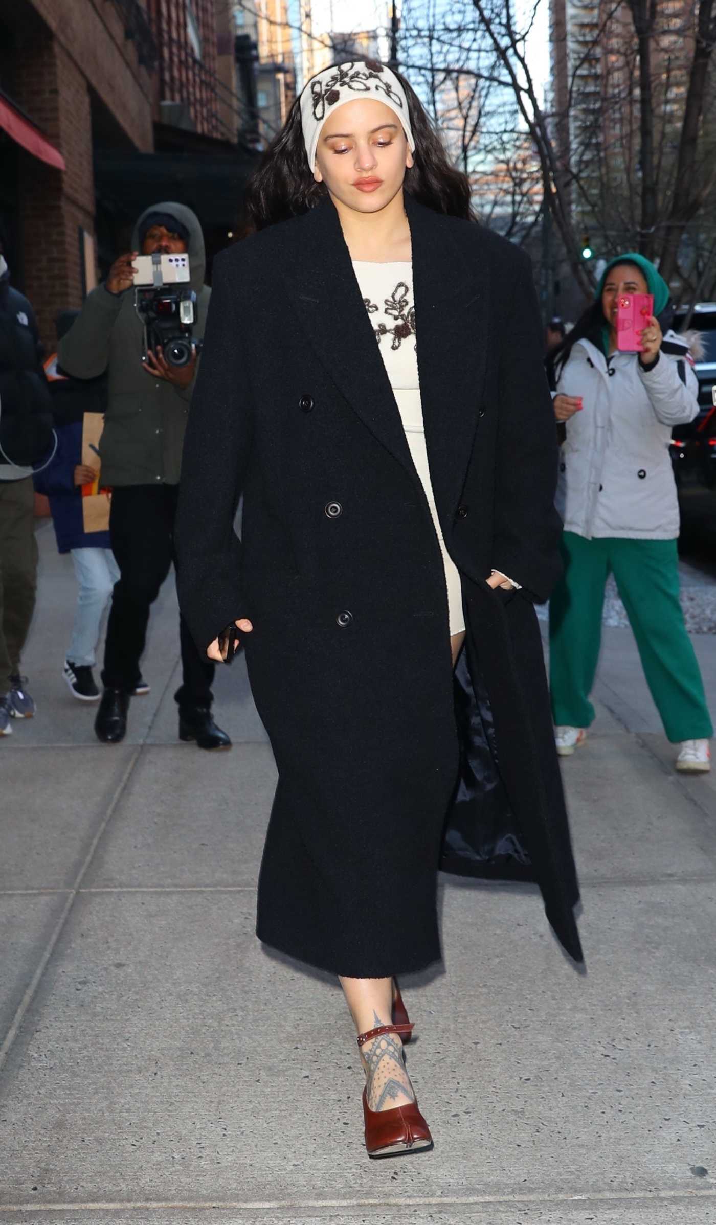 Rosalia in a Black Coat Was Spotted Out in Tribeca in New York 12/21/2023