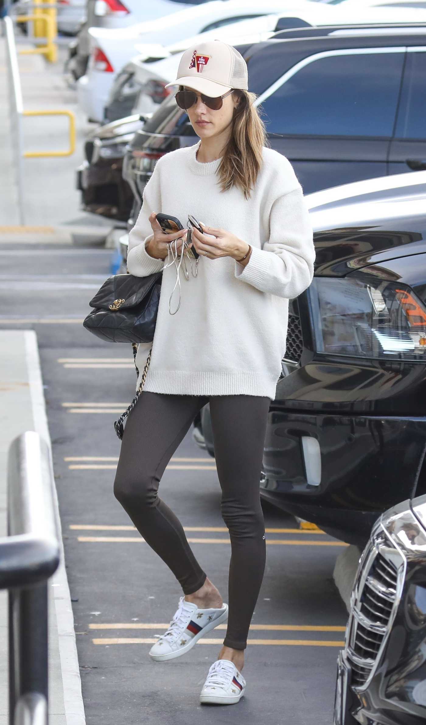 Alessandra Ambrosio in a White Cap Was Seen Out in Los Angeles 01/11/2024