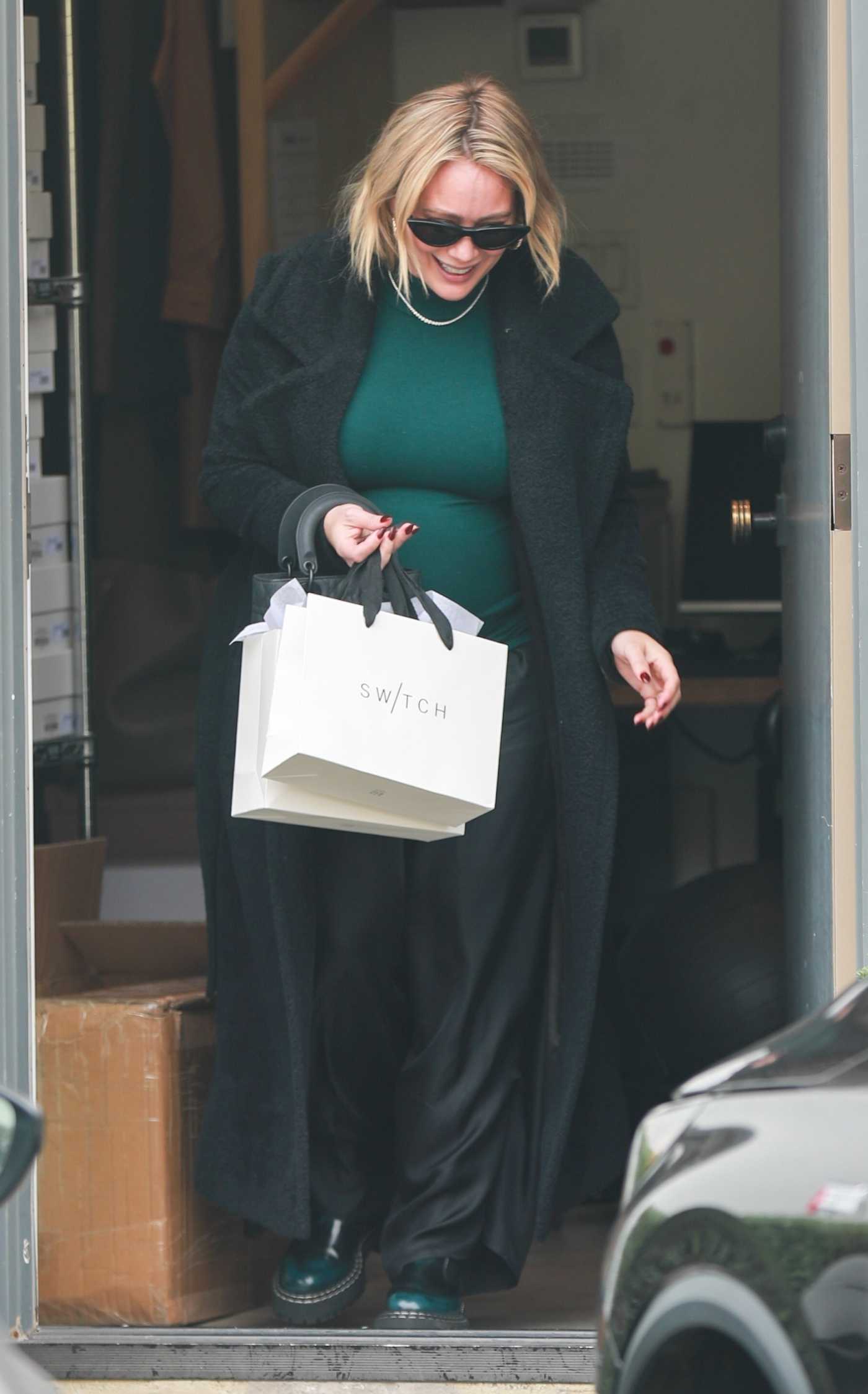 Hilary Duff in a Black Coat Leaves The Glen Centre in Los Angeles 01/19/2024
