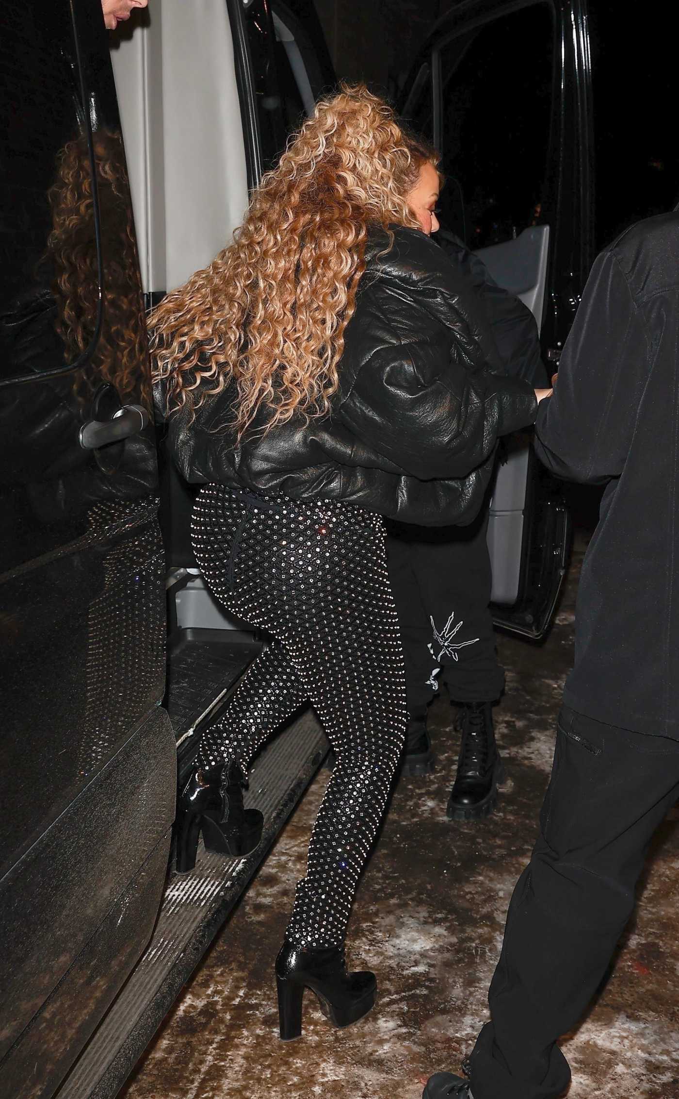Mariah Carey in a Black Jacket Arrives at Nas Concert at Belly Up in Aspen 12/31/2023