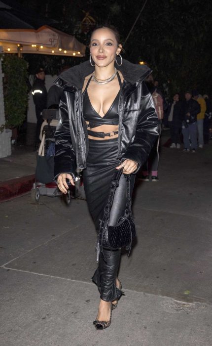 Tinashe in a Black Leather Outfit
