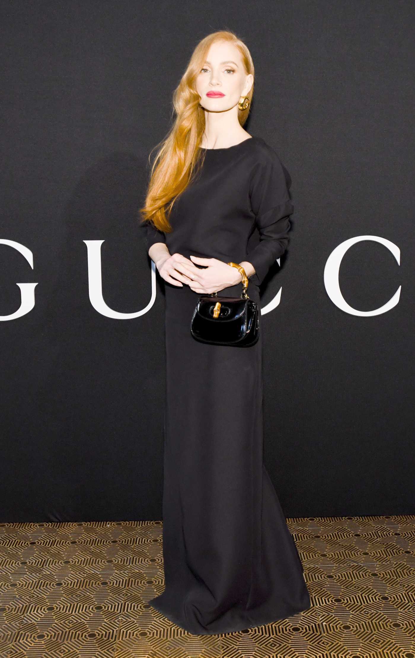 Jessica Chastain Attends the Gucci New York Wooster Boutique Reopening in New York City 02/10/2024