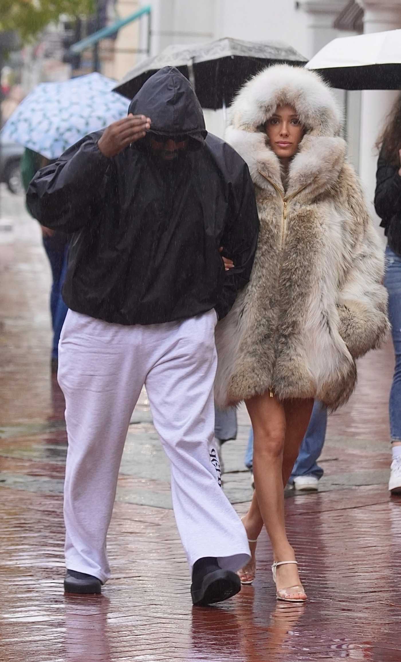 Bianca Censori in a Fur Coat Was Seen Out with Kanye West in Los Angeles 03/29/2024