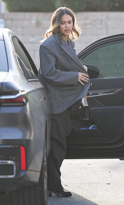 Jessica Alba in a Grey Blazer