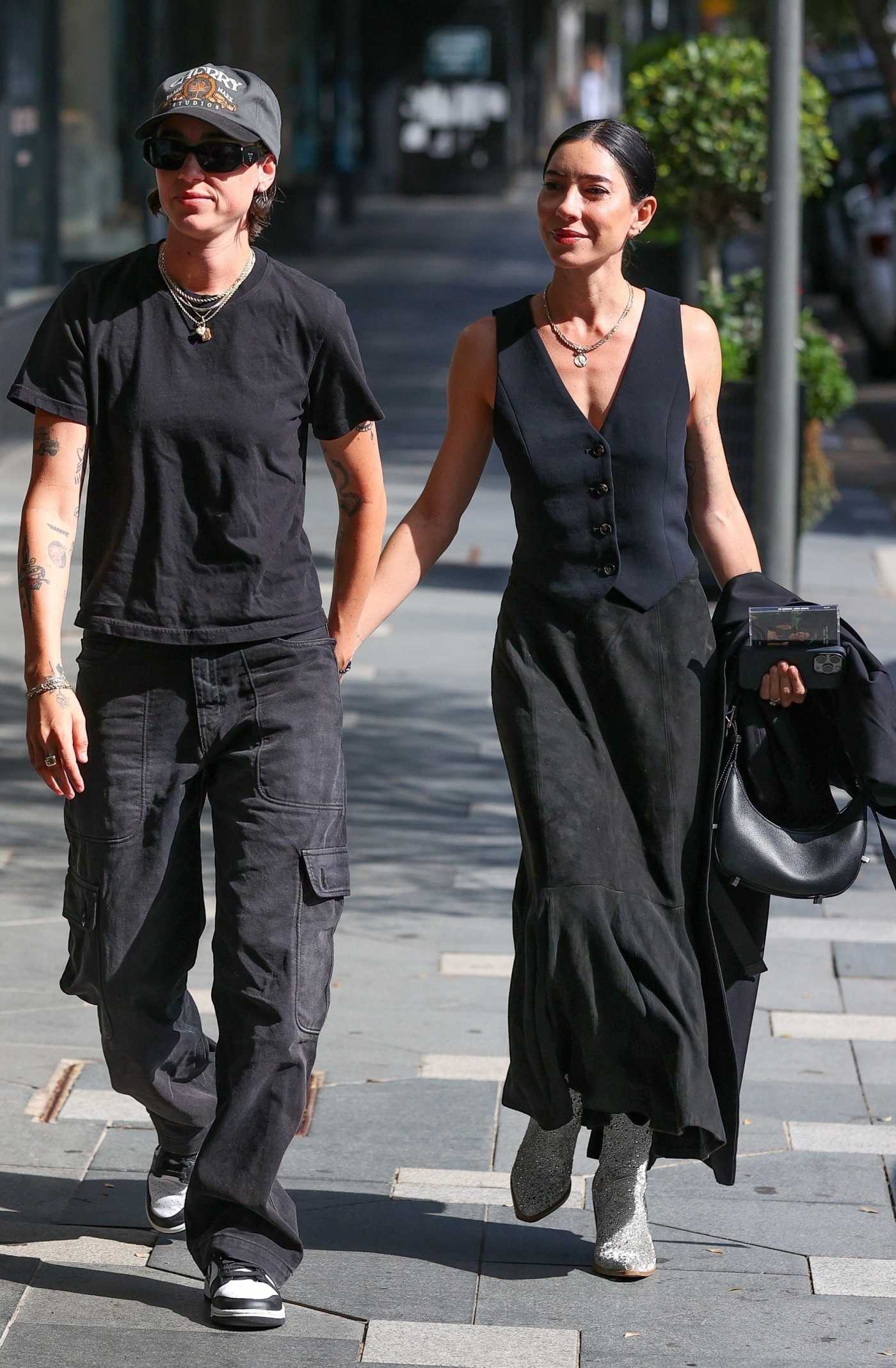 Jessica Origliasso in a Black Srirt Was Seen Out with Alex Smith in Sydney 03/24/2024