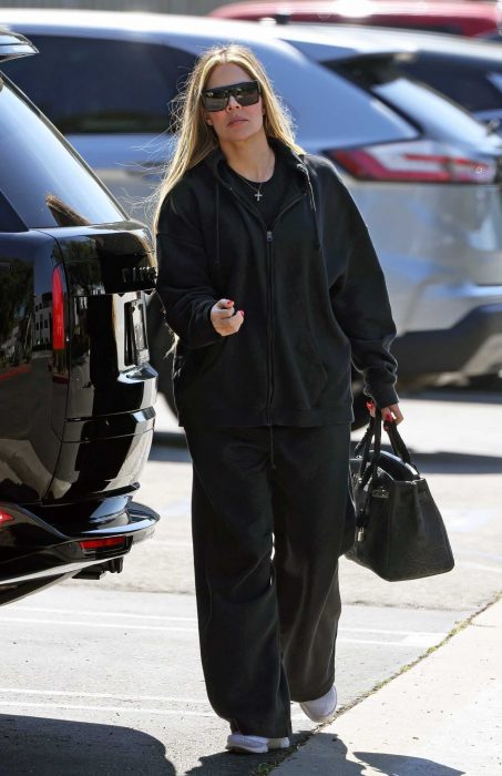 Khloe Kardashian in a Black Sweatsuit