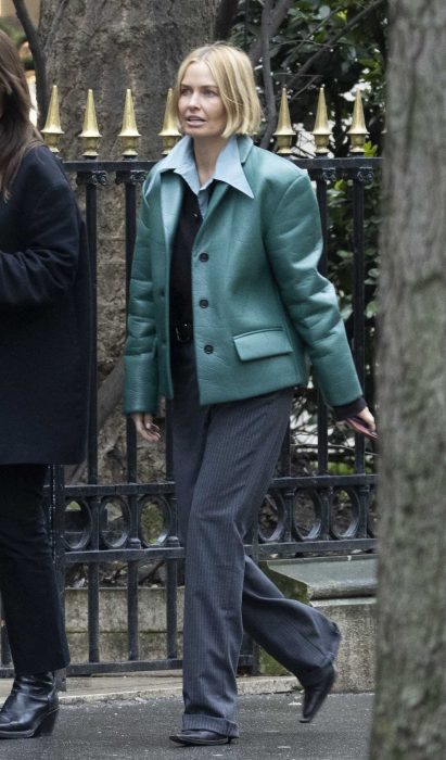 Lara Worthington in a Green Jacket