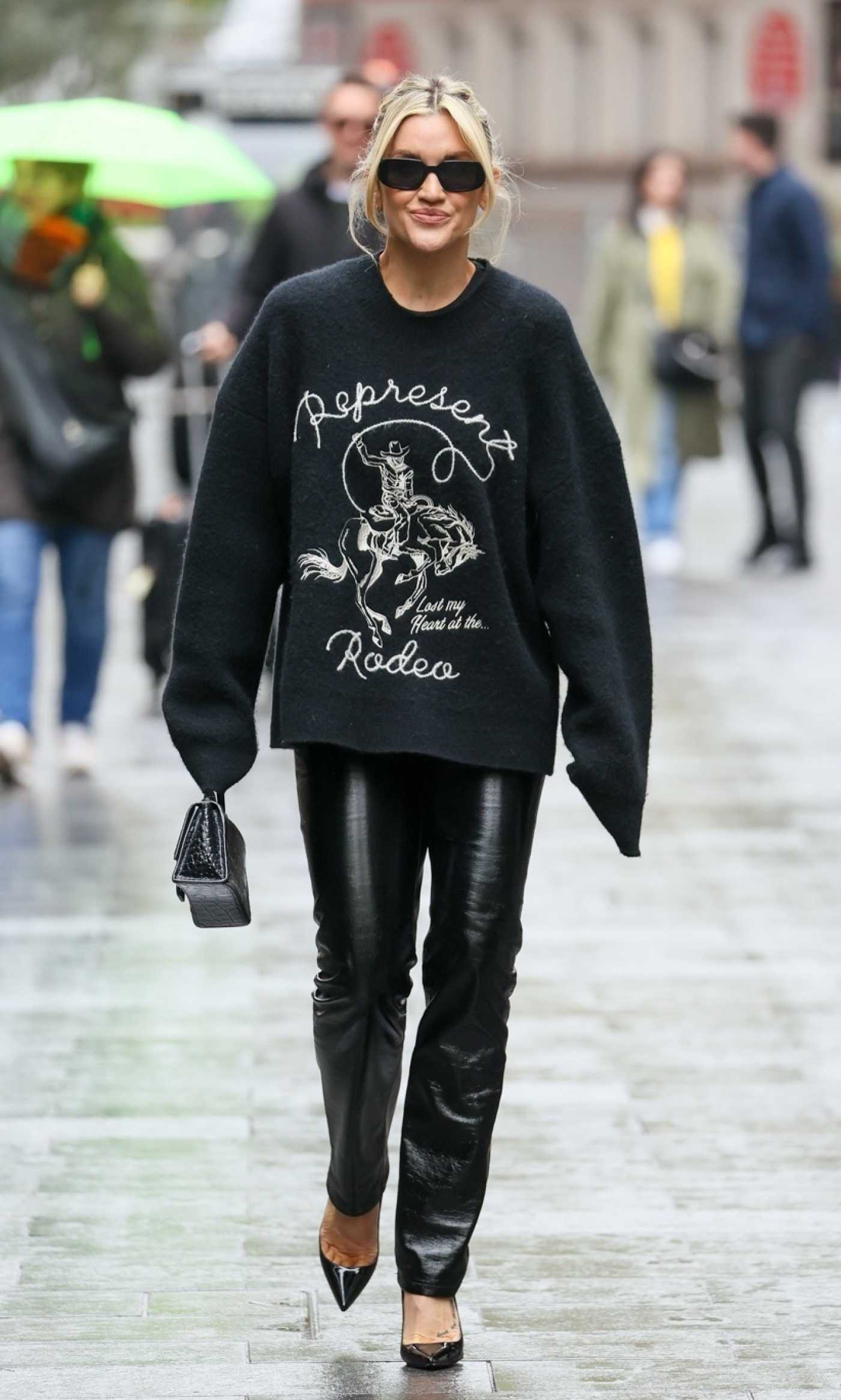 Ashley Roberts in a Black Sweatshirt Leaves the Heart Radio Studios in London 04/23/2024