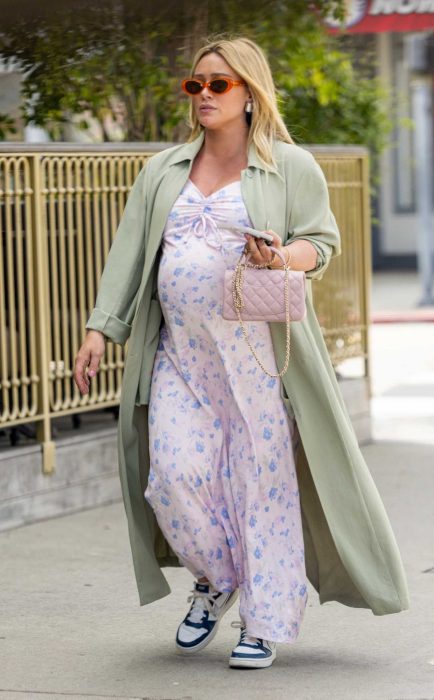 Hilary Duff in an Olive Trench Coat