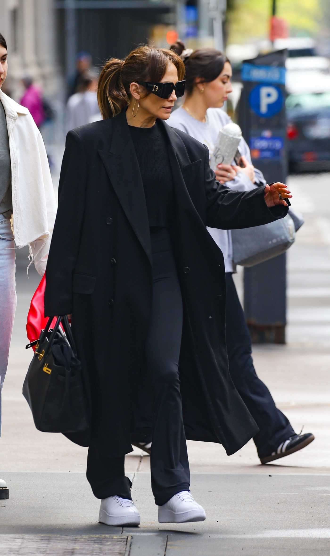 Jennifer Lopez in a Black Coat Was Seen Out in New York 04/20/2024