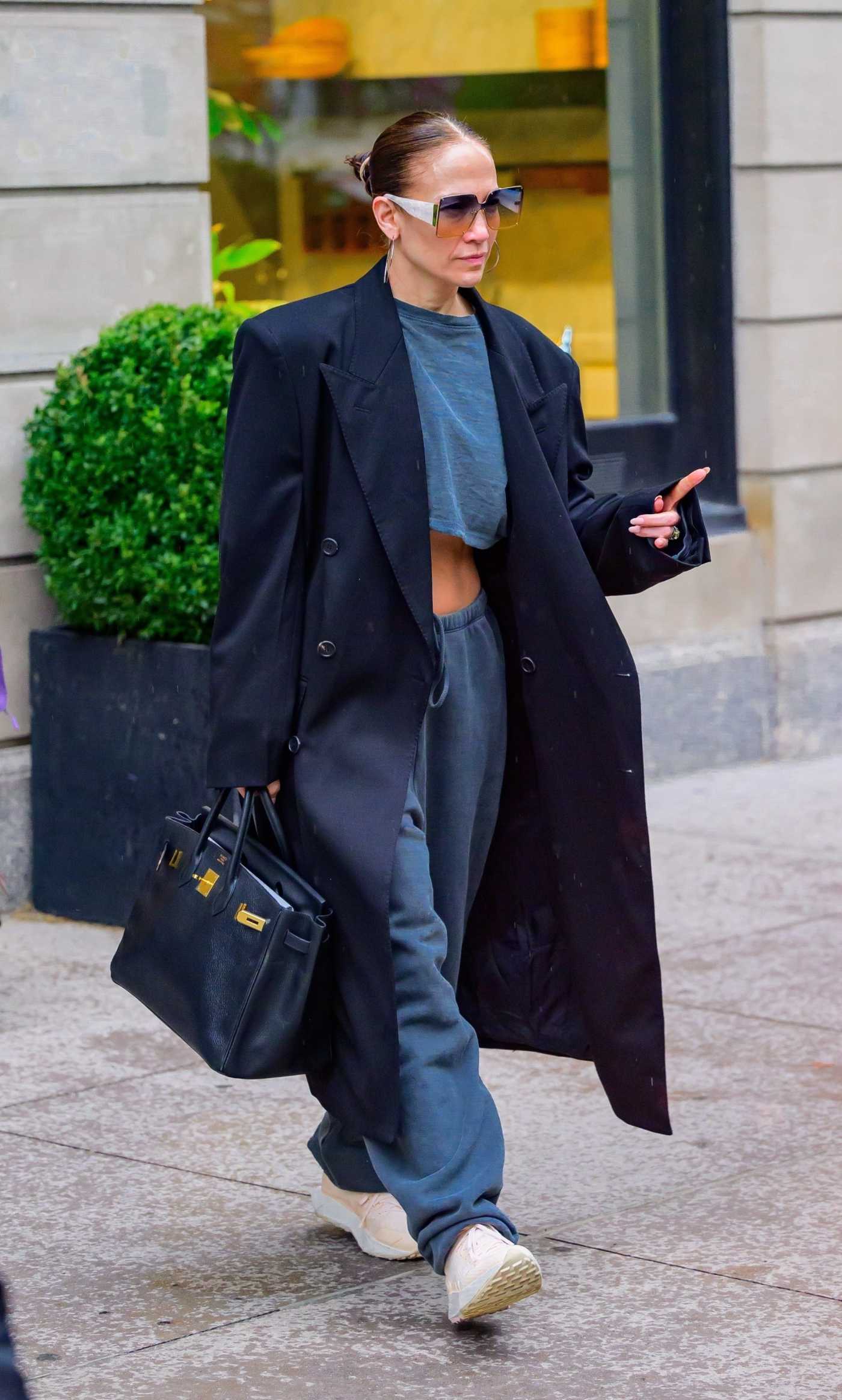 Jennifer Lopez in a Black Coat Was Seen Out in New York 04/24/2024