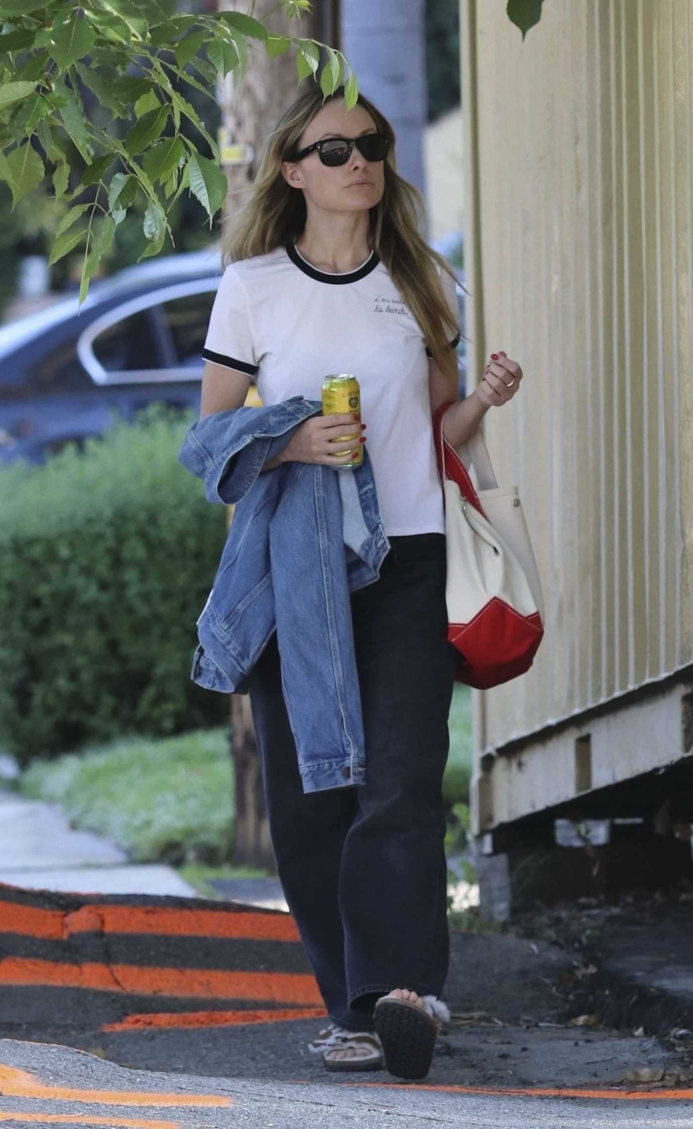 Olivia Wilde in a White Tee Was Seen Out in Studio City 04/18/2024