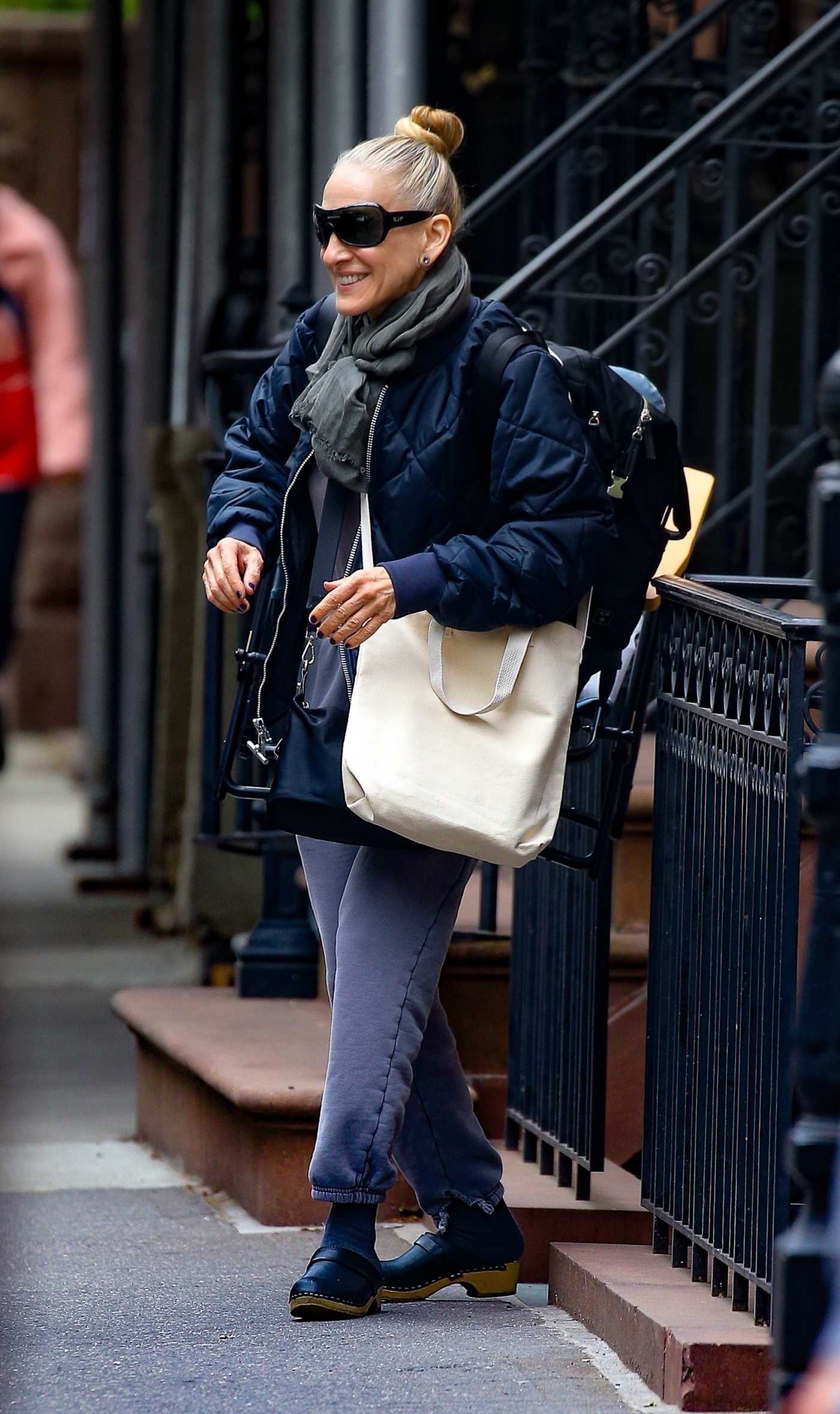 Sarah Jessica Parker in a Blue Jacket Was Seen Out in NYC 04/28/2024