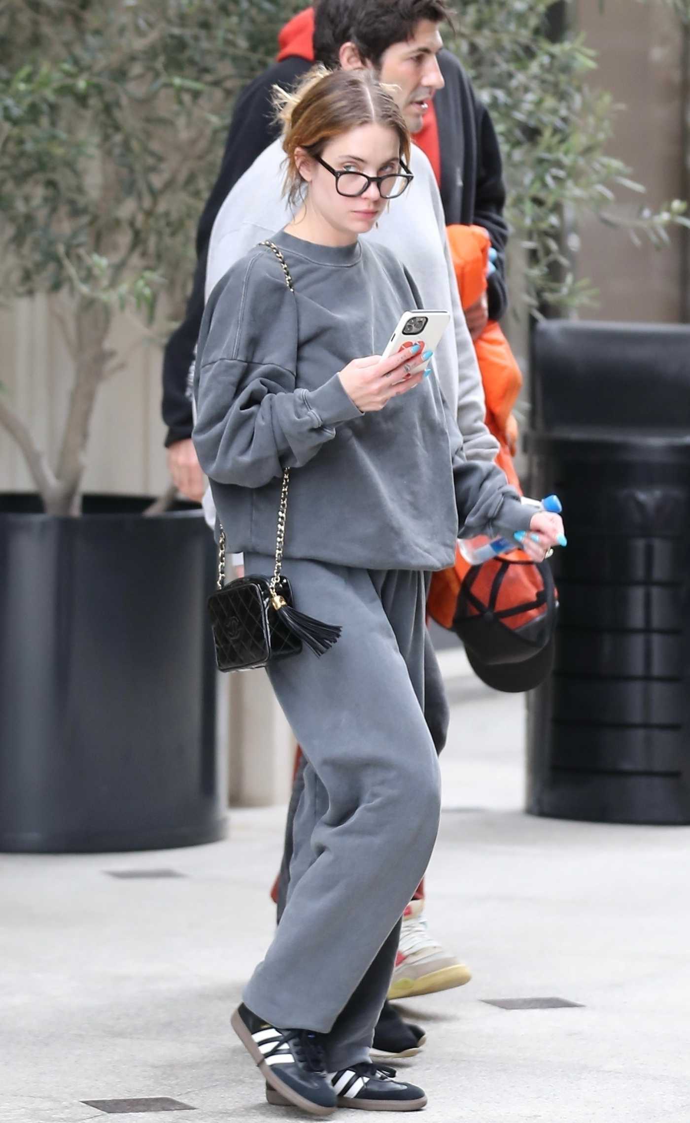 Ashley Benson in a Grey Sweatsuit Heads to a Movie Theater in Century City 05/16/2024
