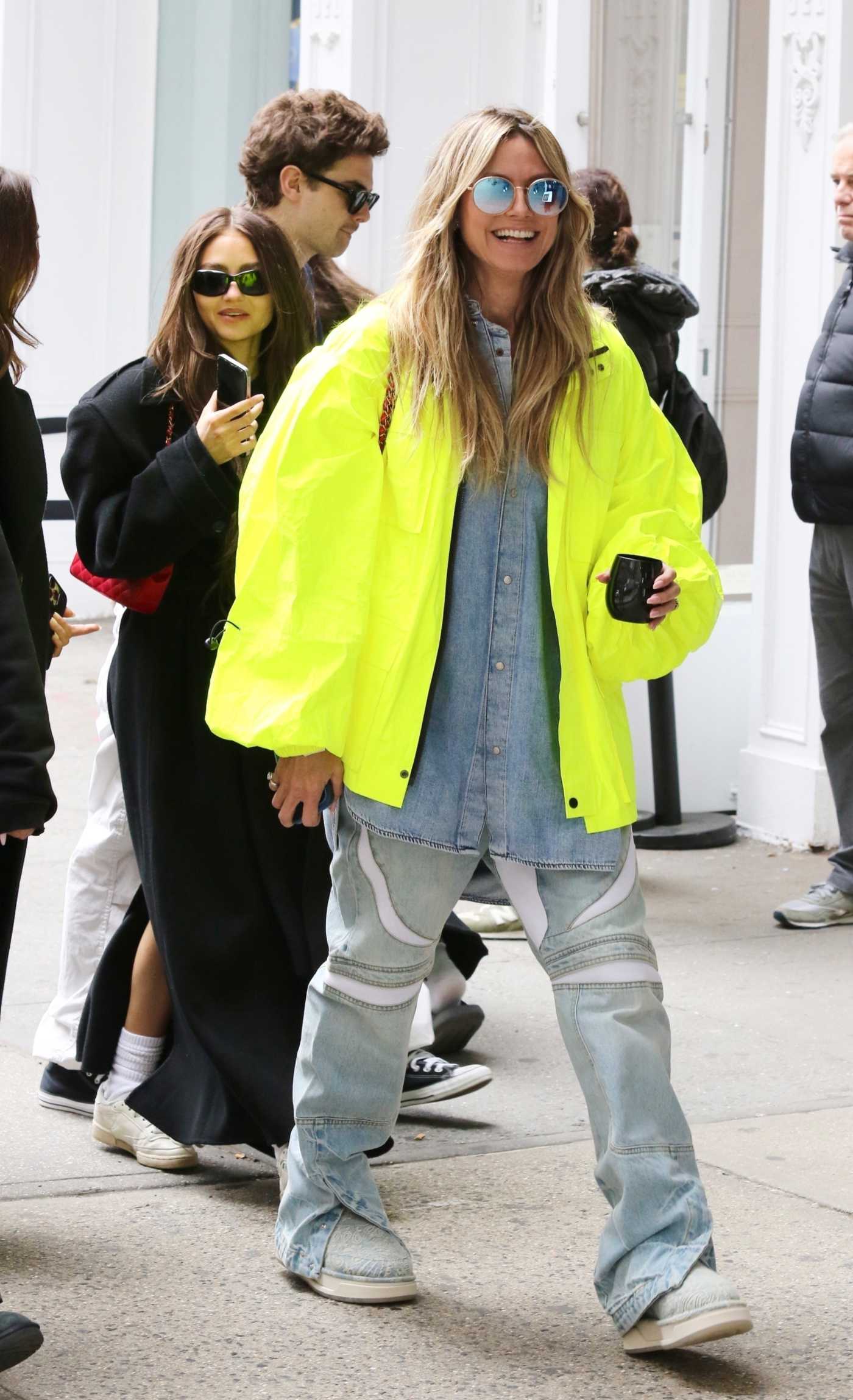 Heidi Klum in a Neon Green Jacket Was Seen Out with Leni Klum in New York 05/04/2024