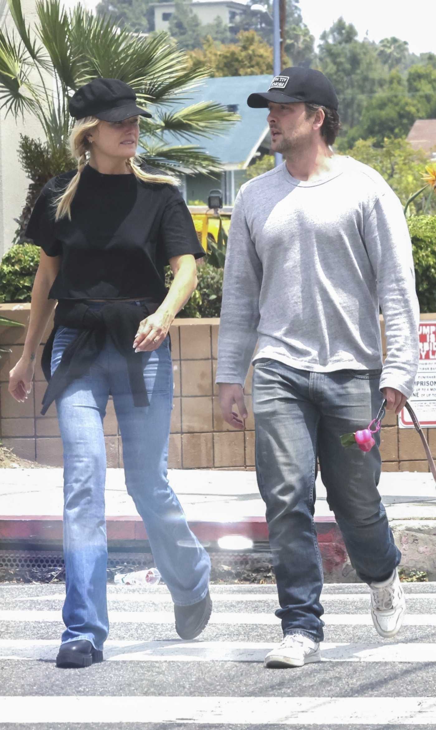 Malin Akerman in a Black Tee Was Seen Out with Jack Donnelly in Los Angeles 05/13/2024