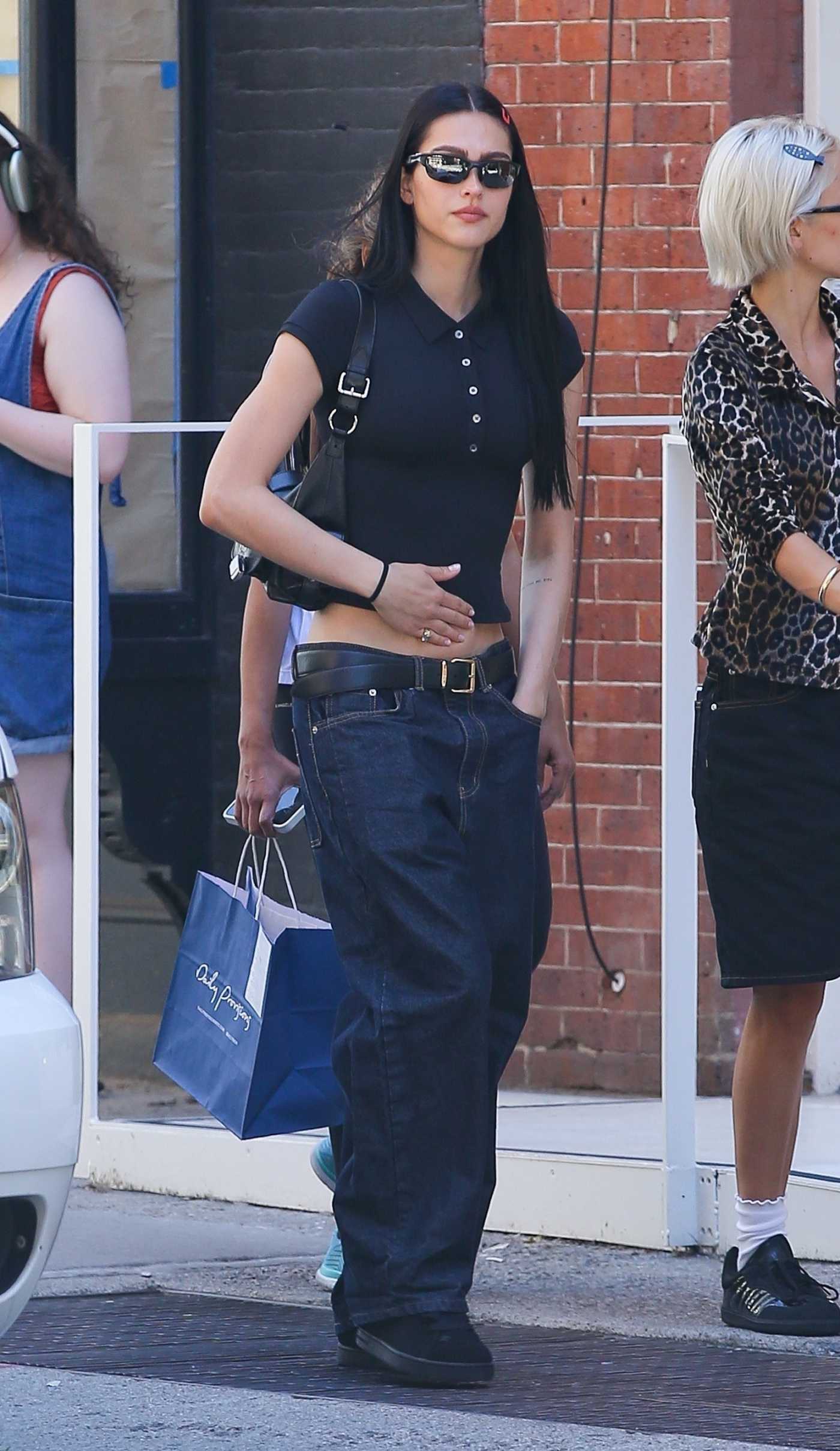 Amelia Hamlin in a Black Blouse Was Seen Out with Her Sister Delilah Hamlin in New York 06/28/2024
