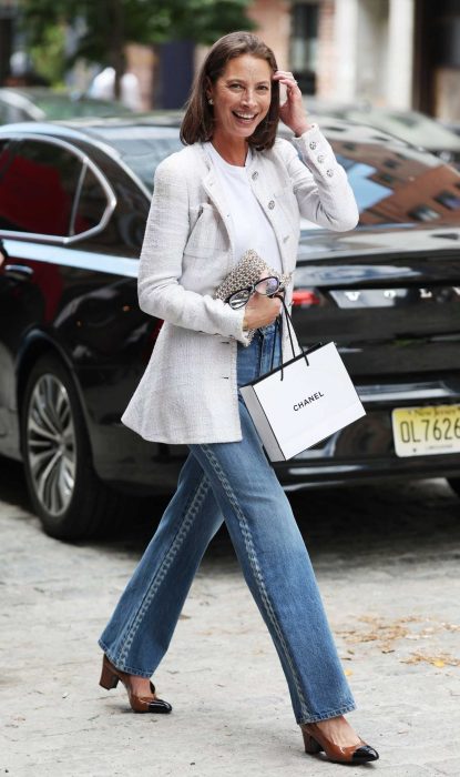 Christy Turlington in a White Cardigan