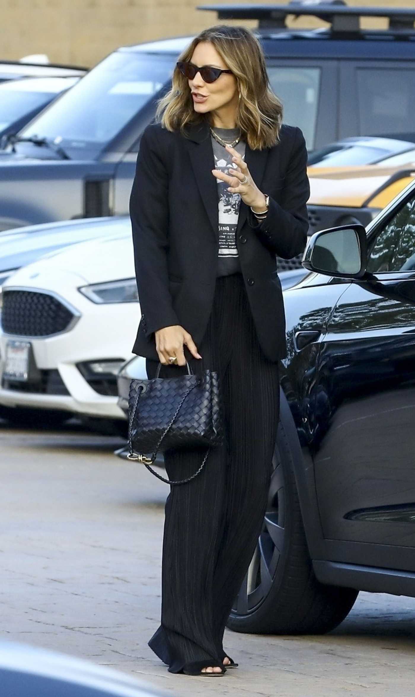 Katharine McPhee in a Black Pantsuit Arrives at Nobu in Malibu 06/01/2024