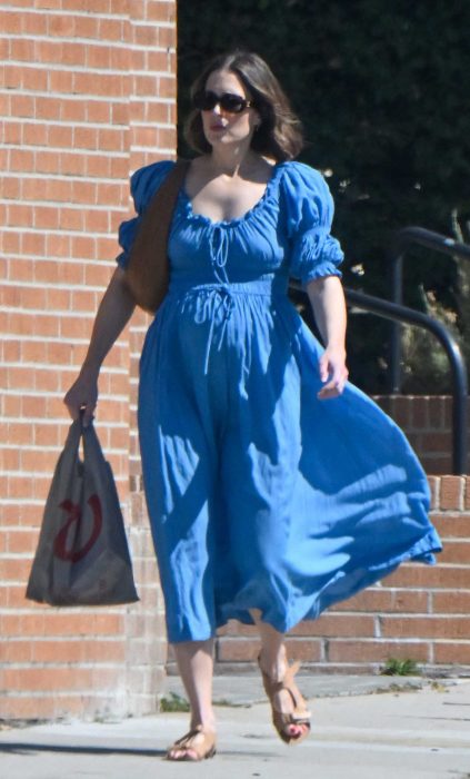 Mandy Moore in a Blue Dress