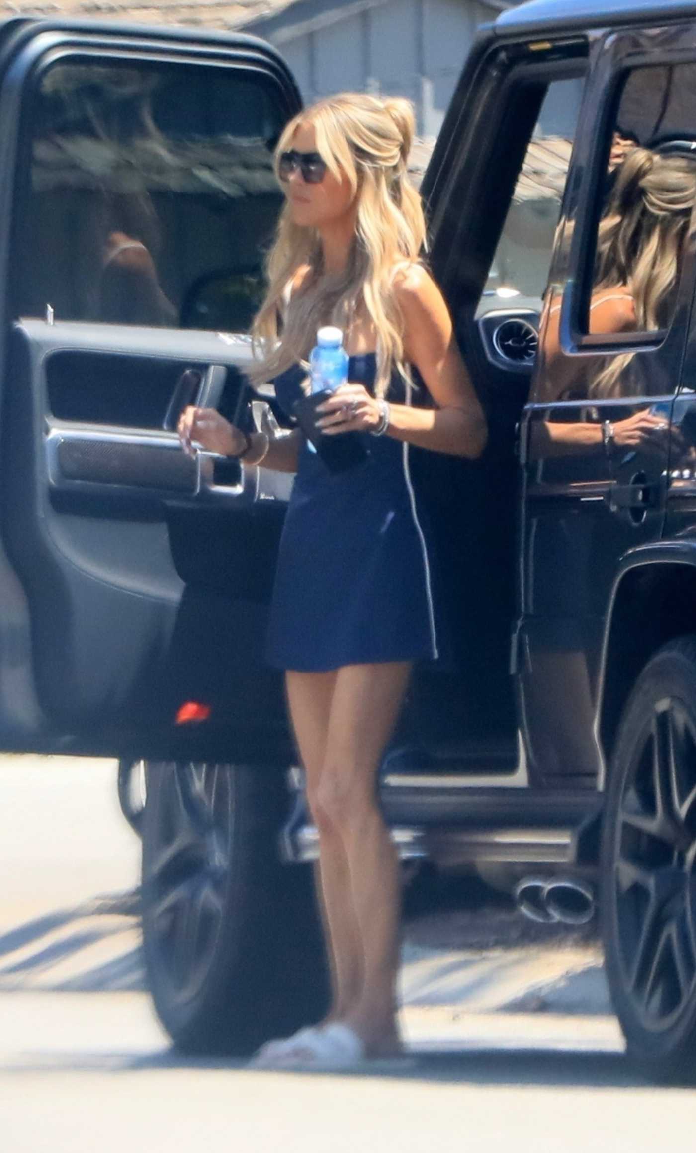 Christina Hall in a Blue Mini Dress Was Seen Out in Los Angeles 07/31/2024