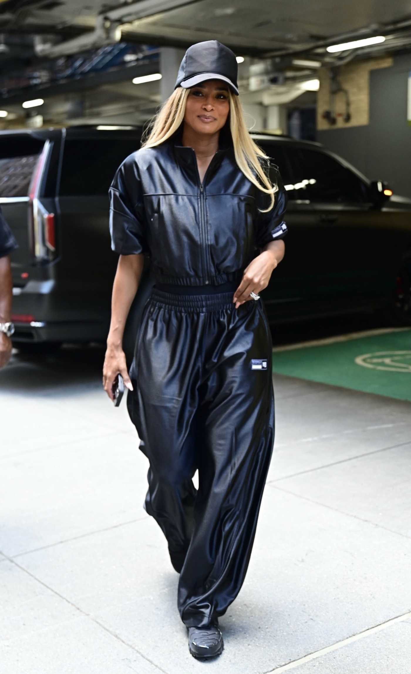 Ciara in a Stylish All Black Ensemble Arrives at the Empire State Building in New York 08/13/2024