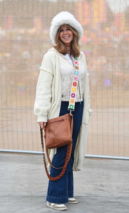 Kate Garraway in a White Cardigan