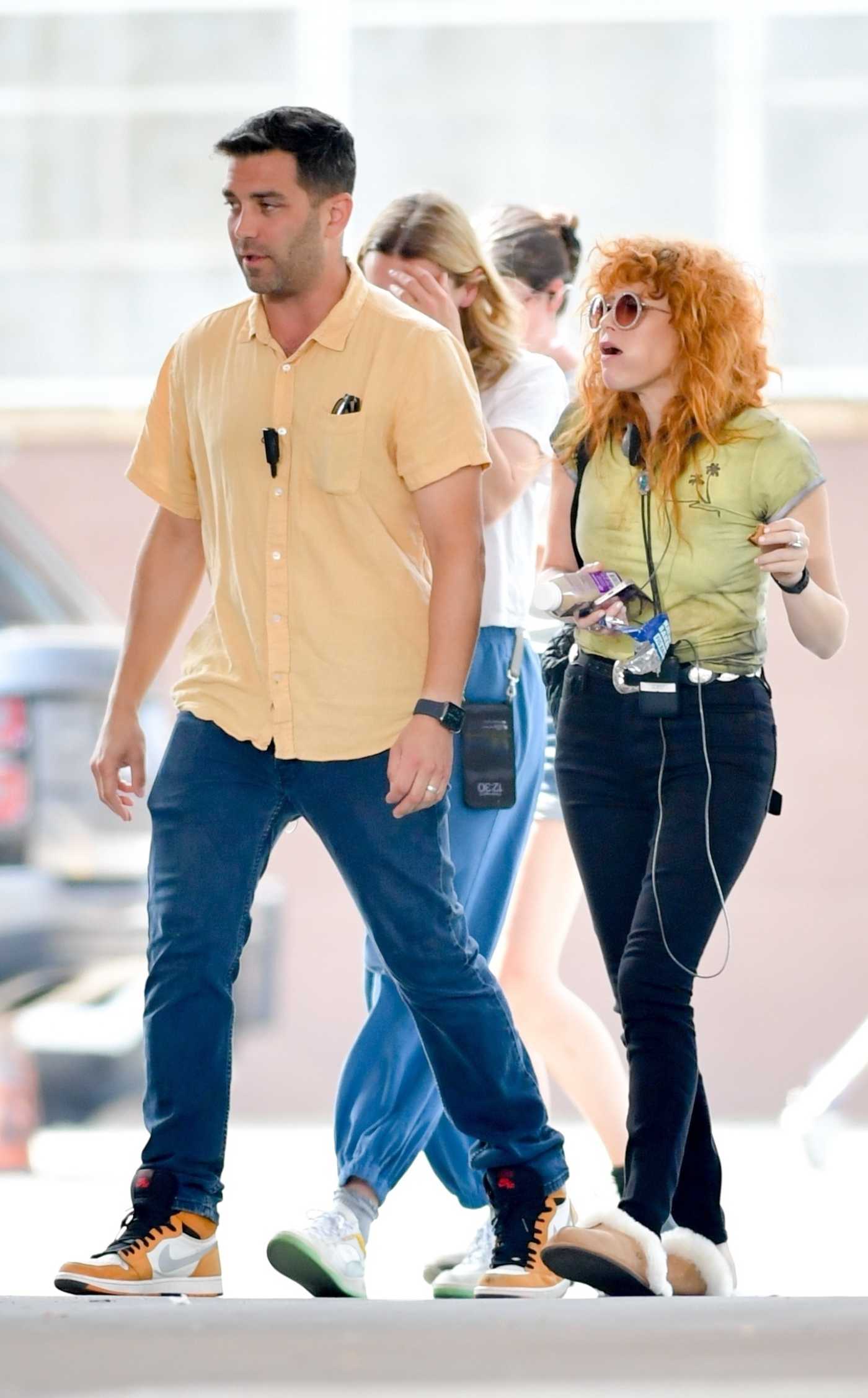 Natasha Lyonne Filming Poker Face at a Gas Station in New York 08/15/2024