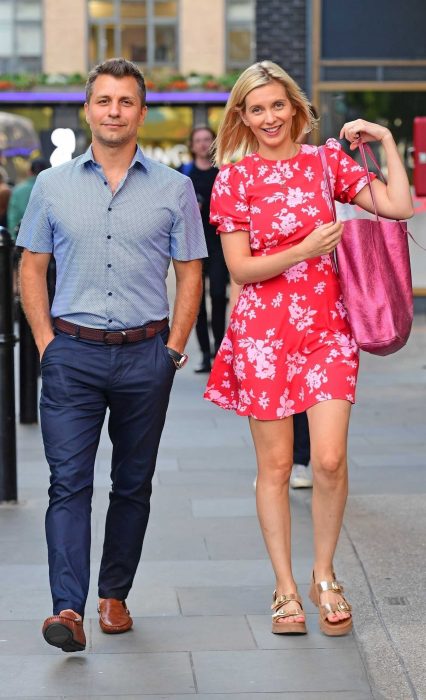 Rachel Riley in a Short Red Dress