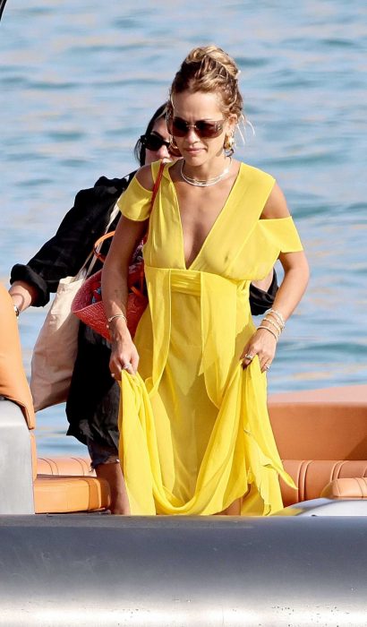 Rita Ora in a Yellow Dress