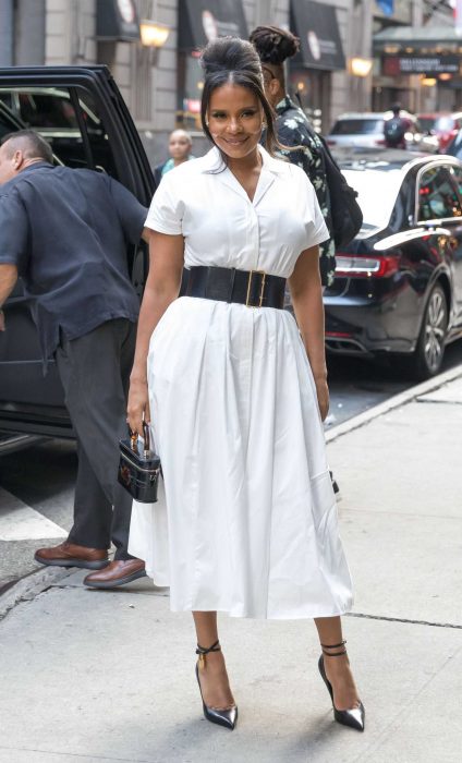 Sanaa Lathan in a White Dress