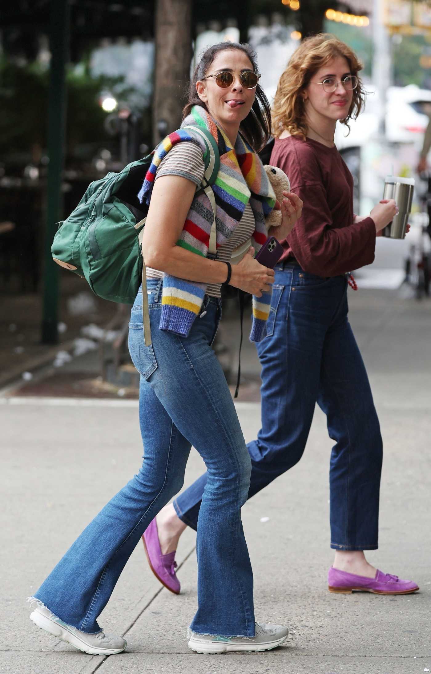 Sarah Silverman in a Grey Sneakers Was Seen Out with a Friend in New York 08/16/2024