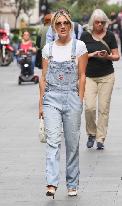 Ashley Roberts in a Blue Denim Jumpsuit